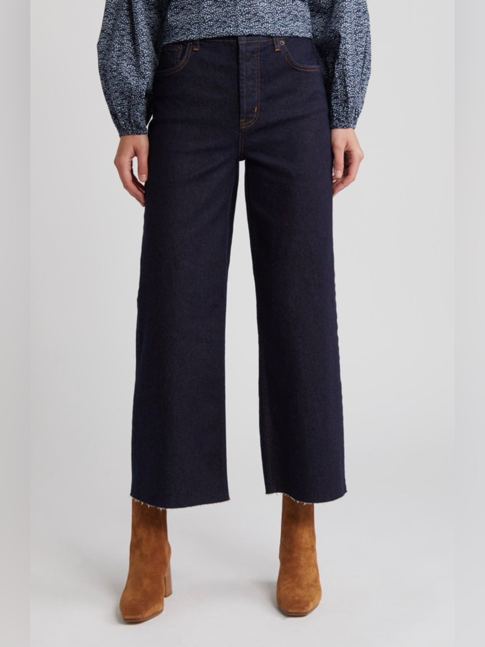 Rails The Getty High Waist Raw Hem Cropped Wide-Leg Jeans - Women's